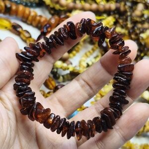 151 Natural Cognac Amber Chip Stretch Bracelet - Women Jewelry
